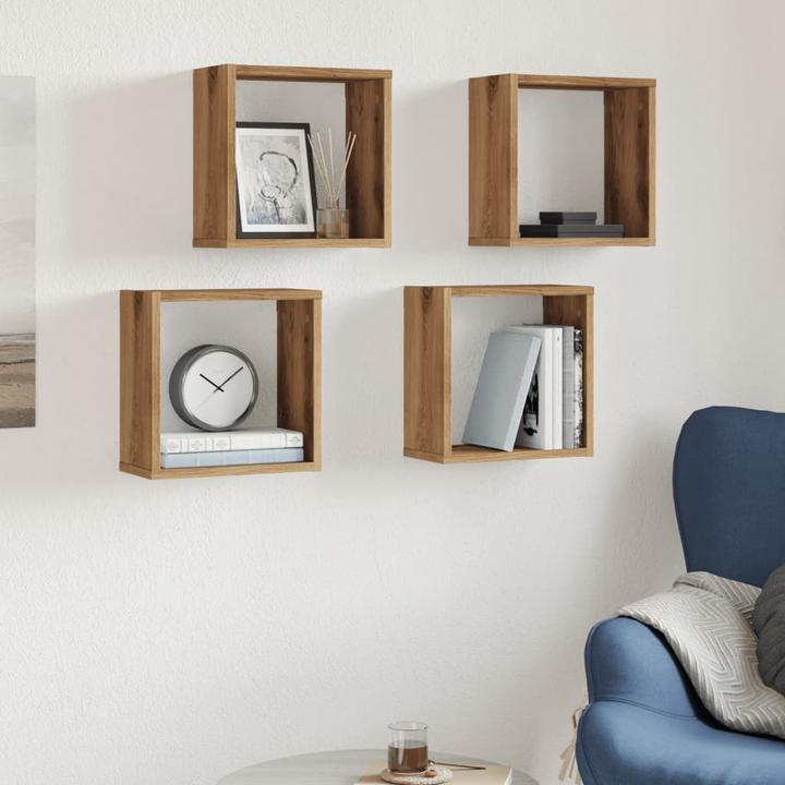 Immagine prodotto VidaXL Wandregal Hängeregal Regalwürfel Cube Lounge CD Regal 4Stk. Artisan-Eiche (30 x 15 x 30 cm)
