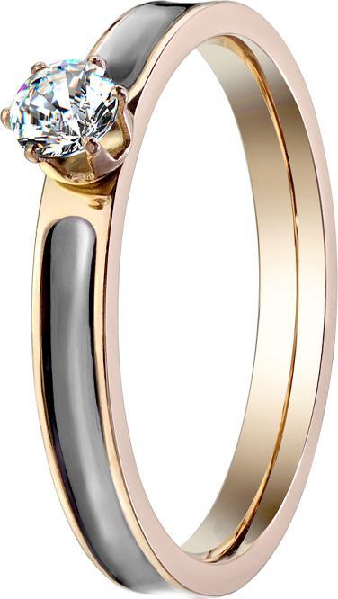 Produktbild Star Piercing Ring rosegold mit Kristall und schwarzem Streifen (Chirurgenstahl 316L)