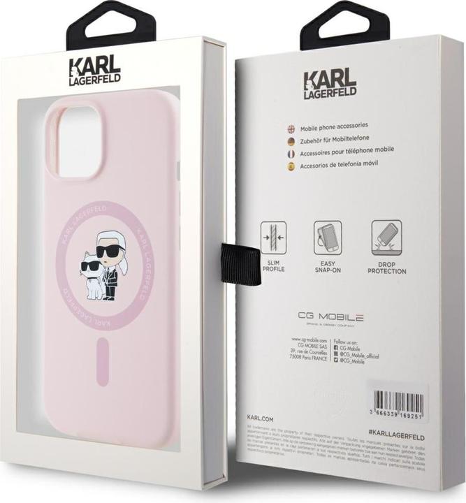 Produktbild Karl Lagerfeld - Silicone MagSafe (KLHMP15MSCMKCRHP) - iPhone 15 Plus - Pink Karl&Choupette (Apple iPhone 15 Plus)