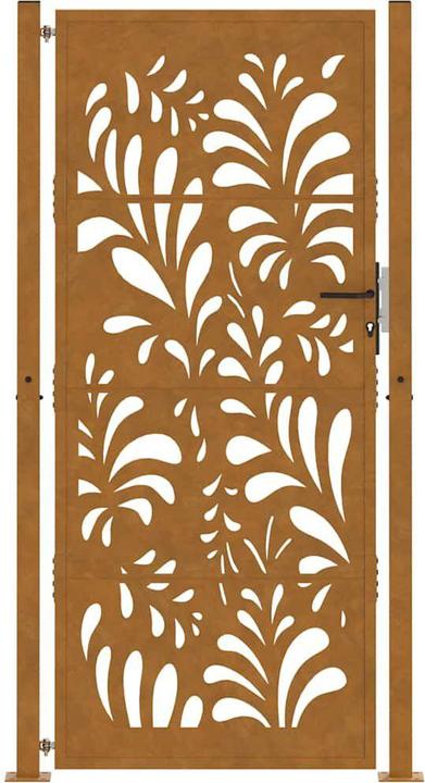 Actual product image VidaXL Garden gate 105x205 cm Weatherproof steel wave design fence gate