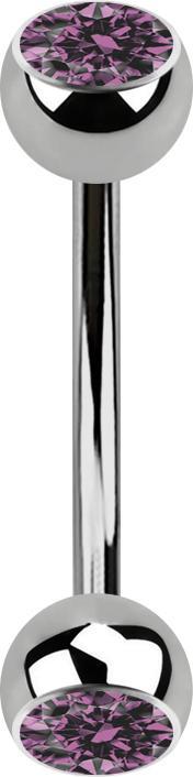 Star Piercing Micro Banane silber mit zwei Kugeln Kristall hellviolett (ohne Messing, Titan G23)