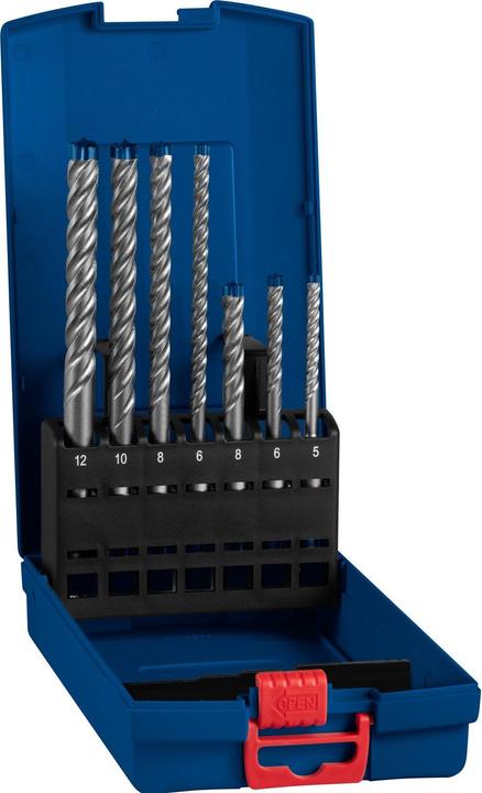 Bosch Professional Zubehör Set di punte per trapano a percussione EXPERT SDS plus-7X, 5/6/6/8/10/12 mm, 7 pezzi. (5.0, 6.0, 8.0, 10.0, 12,0 mm)