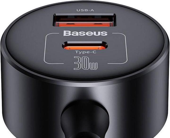 Actual product image Baseus High Efficiency Pro 1-for-2 Car Cigarette Lighter 30 W (Black)