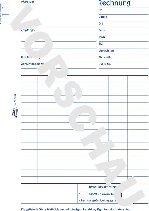 Produktbild Avery Rechnung (100 x)