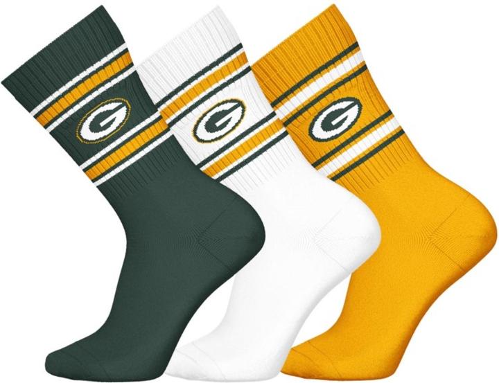 Barefoot Green Bay Packers 3pk Crew Socks 39-42 (39 - 42)