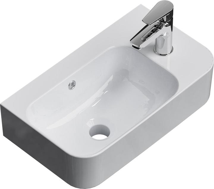 Immagine prodotto Emke Lavabo a parete 450 x 265 x 156 mm, rettangolare, ceramica, foro per rubinetto a destra, bianco (265 mm, 450 mm)