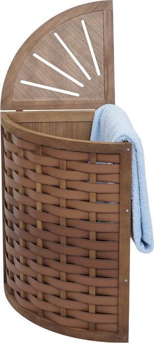 Produktbild Swisshandel24 Eck-Wäschekorb HWC-H87, Wäschebox Wäschesammler Wäschebehälter Wäschesortierer, Holz 70L 66x53x38cm (70 l)