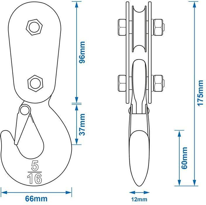 Produktbild ProPlus Umlenkrolle mit Haken für elektrische Seilwinde im Blister