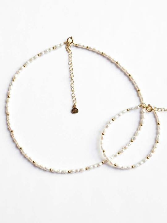 Tara Style Sonia Pearl Schmuck Set (waterproof) (18k Edelstahl vergoldet, 100% wasserfest)