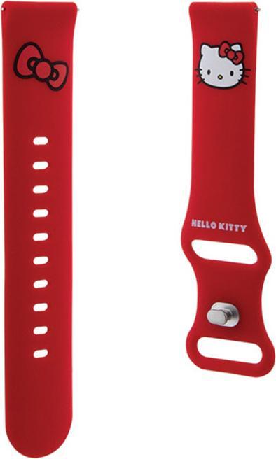Produktbild Hello Kitty Pasek Uniwersalny HKUWMSCHBLR Silicone Kitty Head czerwony/red 20mm (20 mm, Silikon, Edelstahl, 44mm)