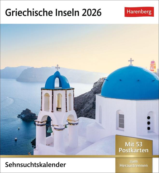 Image du produit Harenberg Griechische Inseln Sehnsuchtskalender 2026 - Wochenkalender mit 53 Postkarten (Allemand)