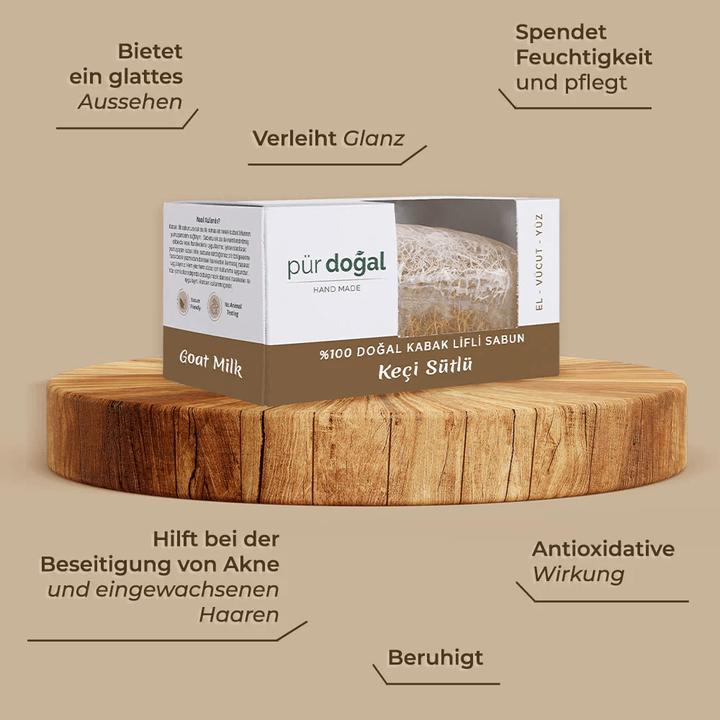Immagine prodotto Pür Doğal 100% Natürliche Kürbisfaser Seife mit Ziegenmilch 130gr (Sapone liquido)