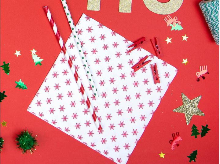 Produktbild Partydeco Rot-weiss gestreifter Papierstrohhalm (10 x)