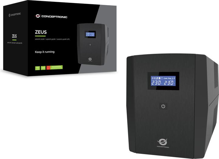 Produktbild Conceptronic ZEUS USP 2200VA 1320W 4xUK Sockets HID,USB,RJ45 (2200 VA, 1320 W, Line-Interaktiv USV)