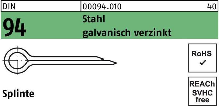 Actual product image Split pins DIN 94/ISO 1234 16 x 250 galvanised steel