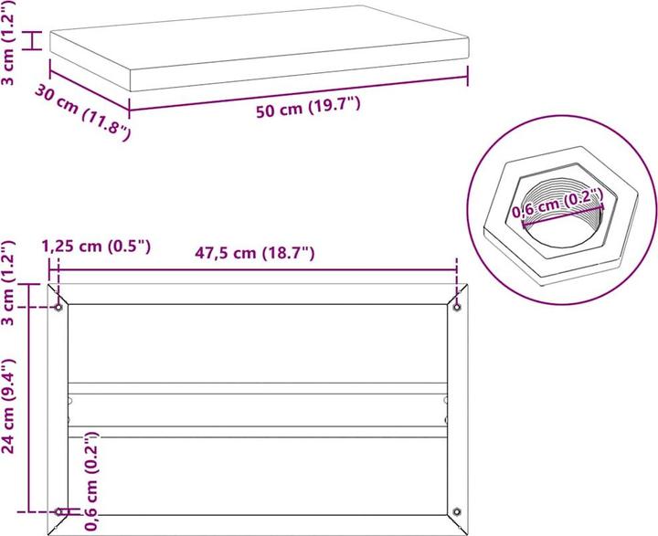 Immagine prodotto VidaXL Mensole a muro 2 pezzi. Nobile (50 x 30 x 3 cm)