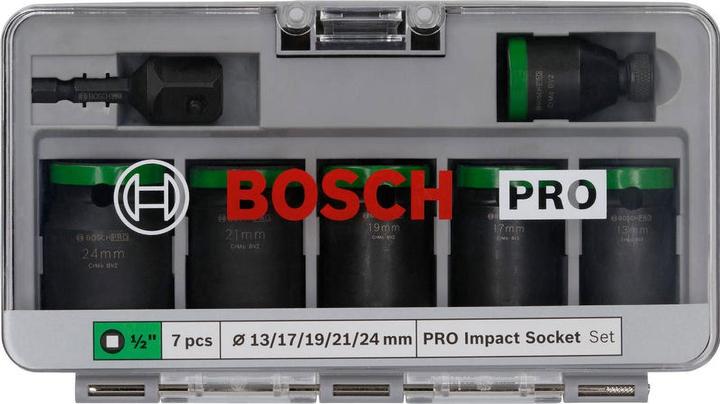 Produktbild Bosch Professional Zubehör PRO Impact Steckschlüsseleinsatz-Set (19 mm, 24 mm, 21 mm, 17 mm, 13 mm)