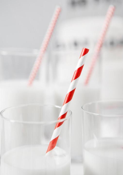 Produktbild Partydeco Rot-weiss gestreifter Papierstrohhalm (10 x)