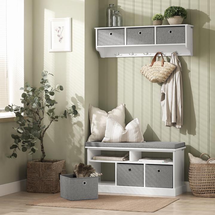 Produktbild SoBuy Sitzbank mit Körben (96 cm)