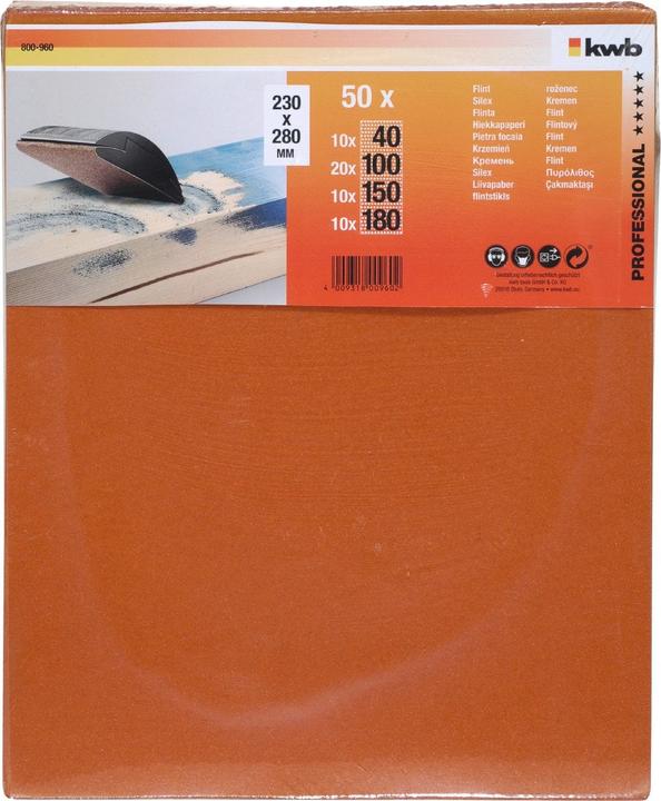 Produktbild kwb Handschleifpapier-Set Körnung (P180, P20, P100, P50, P40)