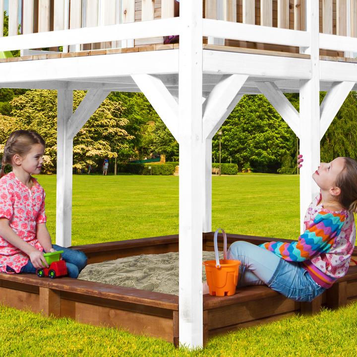 Produktbild Axi Liam Spielhaus mit Roxy Nestschaukel Braun/Weiss - Blaue Rutsche
