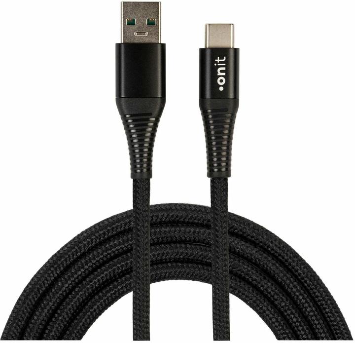 Onit USB 2.0-Kabel USB A - USB C 2 m, Schwarz (2 m, USB 2.0)