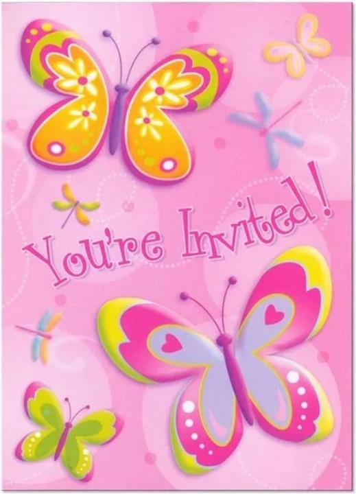 Actual product image Generic Butterfly & Dragonfly Invitations (Pack of 8) (8 pcs.)