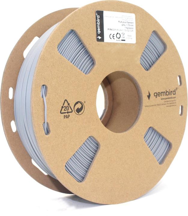 Image du produit Gembird Cassette de filament PLA bobine étroite (PLA, 1.75 mm, 1000 g, Gris)