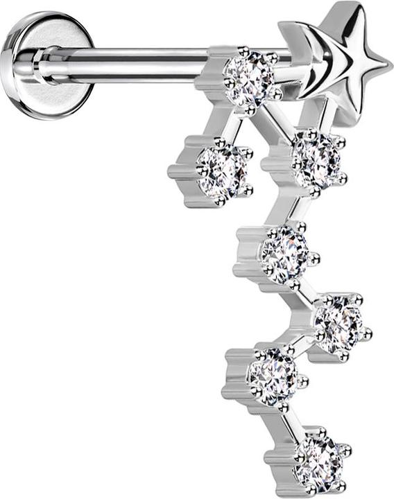 Produktbild Star Piercing Micro Labret Innengewinde silber Sternzeichen Skorpion mit Kristallen (Chirurgenstahl 316L, Messing)