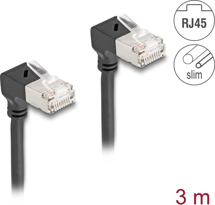 Immagine prodotto Delock Cavo di rete RJ45 Cat.6A S/FTP Slim 90° inferiore / inferiore (S/FTP, CAT6a, 3.30 m)