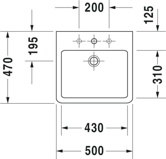 Immagine prodotto Duravit Lavabo VERO w ÜL HLB 500x470mm chiuso 1 HL bianco WG (47 cm, 50 cm)