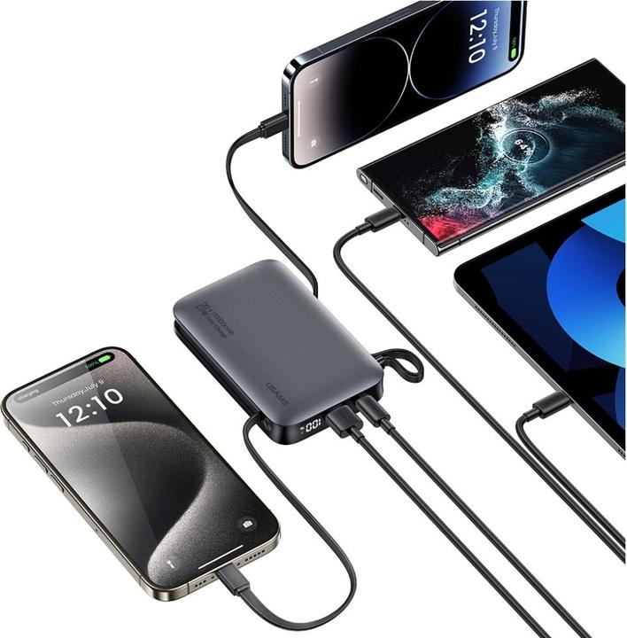 Actual product image Usams Powerbank XR Series CD228 10000mAh 20W + kabel USB-C/Lightning biały (10000 mAh, 20 W, 20 Wh)