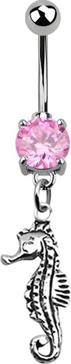 Produktbild Star Piercing Banane silber mit Anhänger Seepferdchen pink (ohne Messing, 925 Sterlingsilber, Chirurgenstahl 316L)