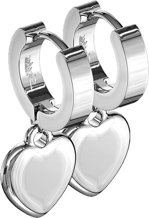 Star Piercing Ohrring zum Klappen silber mit Anhänger Herz (ohne Messing, Chirurgenstahl 316L)