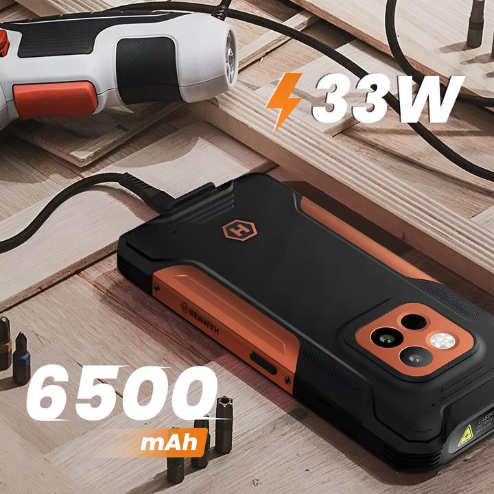 Actual product image Myphone Construction 2 Thermal 5G (256 GB, Black / Orange, 6.58", 108 Mpx, 5G)