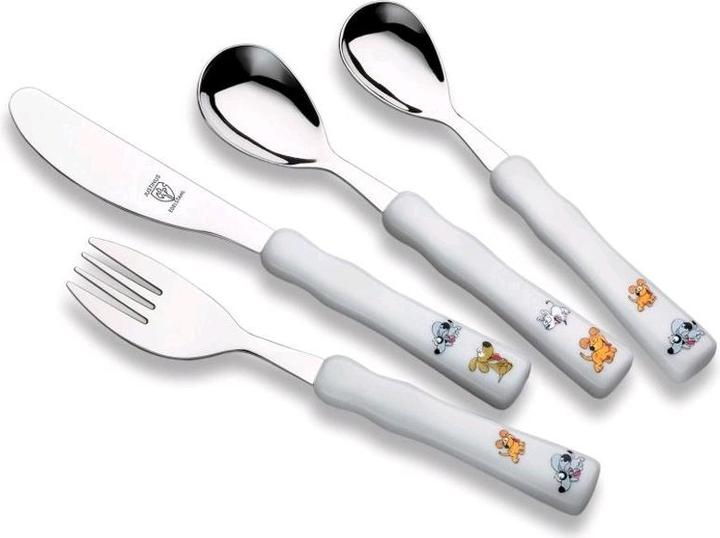 Actual product image Justinus 4-piece children's cutlery Happy Dog stainless steel
