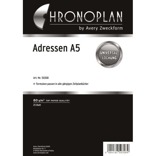 Image du produit Chronoplan Feuille d'adresses (A5, Allemand)