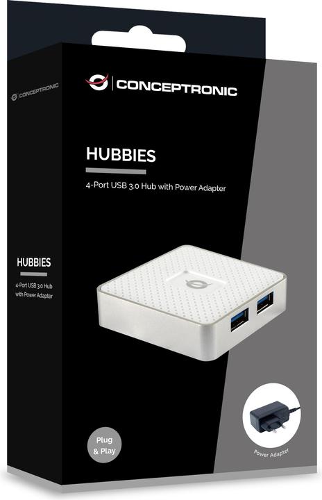 Actual product image Conceptronic USB Hub 4-Port 3.0 ->4x3.0 w.power supply ws (USB-C, 4 Ports)