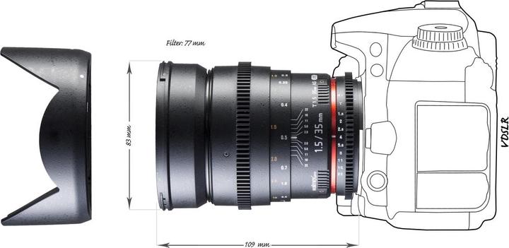 Image du produit Walimex pro Objectif vidéo DSLR Pro 35mm, f/1.5, Nikon (Nikon F, Plein format)