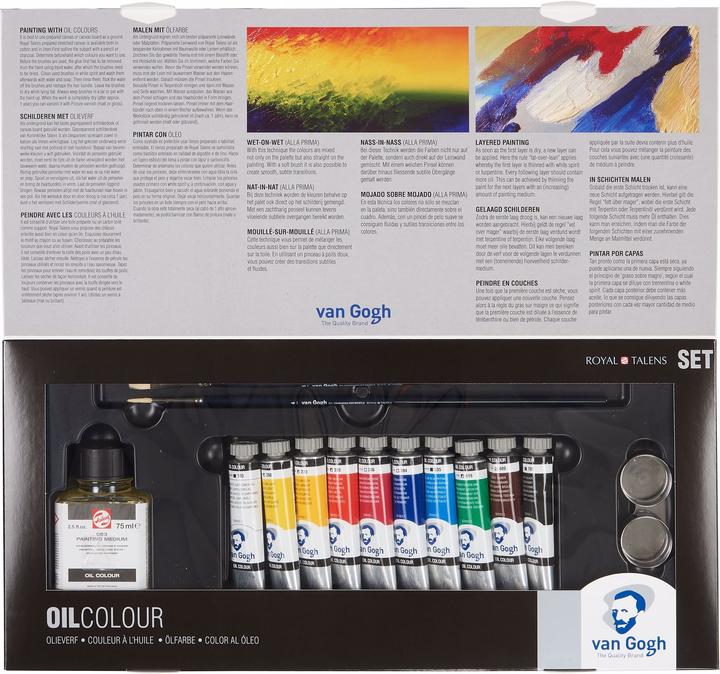 Actual product image Van Gogh Oil Paint Combination Set, Multicoloured (White, Orange, Yellow, Green, Blue, Rose, Black, Red, Brown, 200 ml)