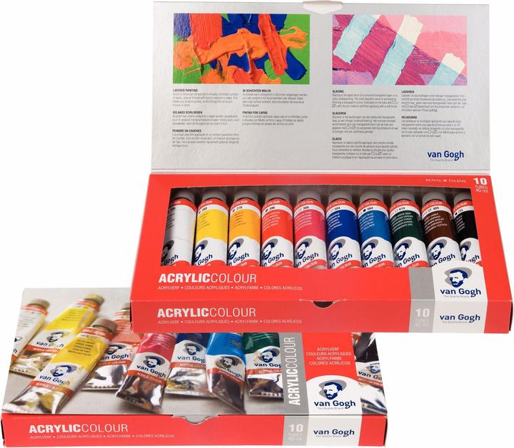 Produktbild Van Gogh Basic-Set (Weiss, Orange, Gelb, Grün, Dunkelrot, Blau, Schwarz, Rot, Braun, Dunkelblau, 400 ml)
