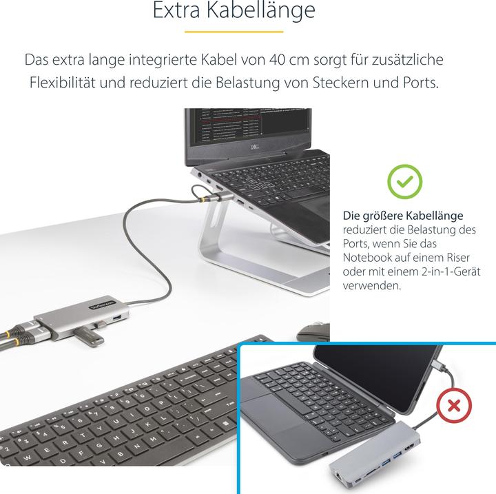 Produktbild StarTech COM USB-C & USB-A Multiport Adapter Dual HDMI 4K/1080p 3-Port USB Hub USB-C to A Dongle Min (USB-C, 3 Ports)