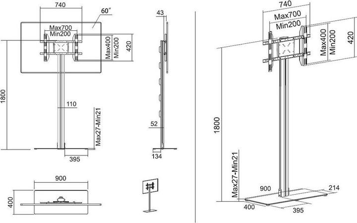 Image du produit Multibrackets M Présentoir 180 (Universel, 63", 50 kg)