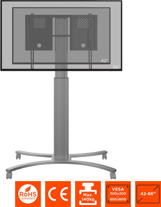 Immagine prodotto Celexon Carrello espositivo elettrico regolabile in altezza Expert Adjust-4286MS - 70 cm (86", 136 kg)