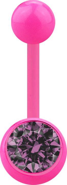 Produktbild Star Piercing Banane pink mit Kugel und Kugel Kristall hellviolett (Acryl, ohne Messing)