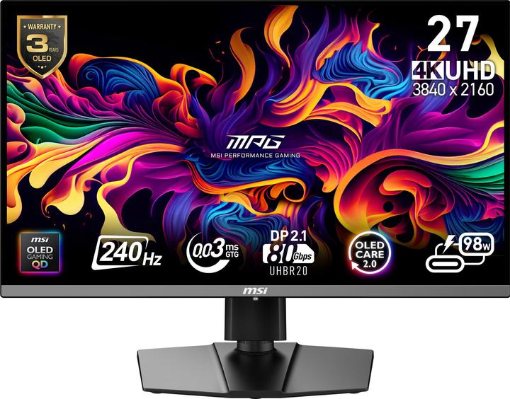MSI 27"(68.6cm)TFT MPG OLED 272URXDE QD-OLED 9S6-3CD79A-016 retail (3840 x 2160 Pixel, 26.50")