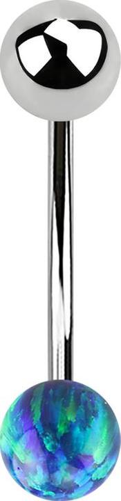 Produktbild Star Piercing Micro Banane silber mit Kugel und Kugel Opal blau (Chirurgenstahl 316L, ohne Messing)