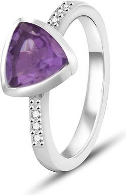 Beneto Exclusive - Silver ring with distinctive amethyst AMEAGG2 - Circuit: 58 mm (58)