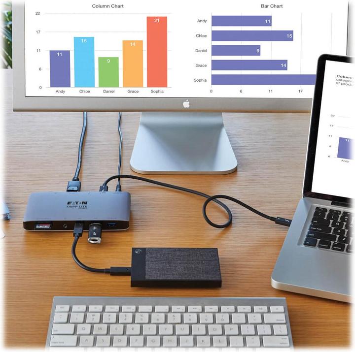 Produktbild Eaton Thunderbolt 3 Dock with USB-C Compatibility Dual Display - 8K DisplayPort USB 3.2 Ge (Thunderbolt, 2 Ports)