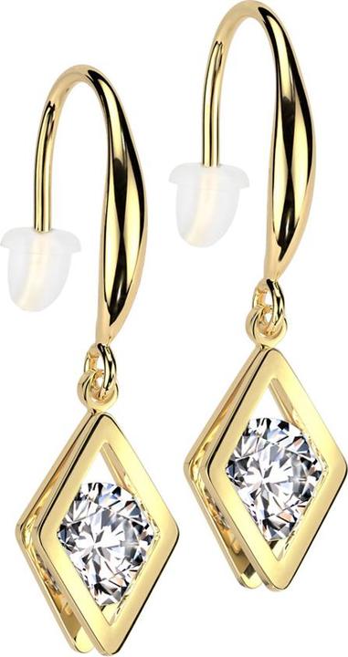 Star Piercing Ohrring vergoldet Anhänger Diamant Kristall silber (Chirurgenstahl 316L)